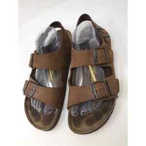 Birkenstock Brown Nubuck Leather Milano Sandals Made in Germany Mens Size EU 42